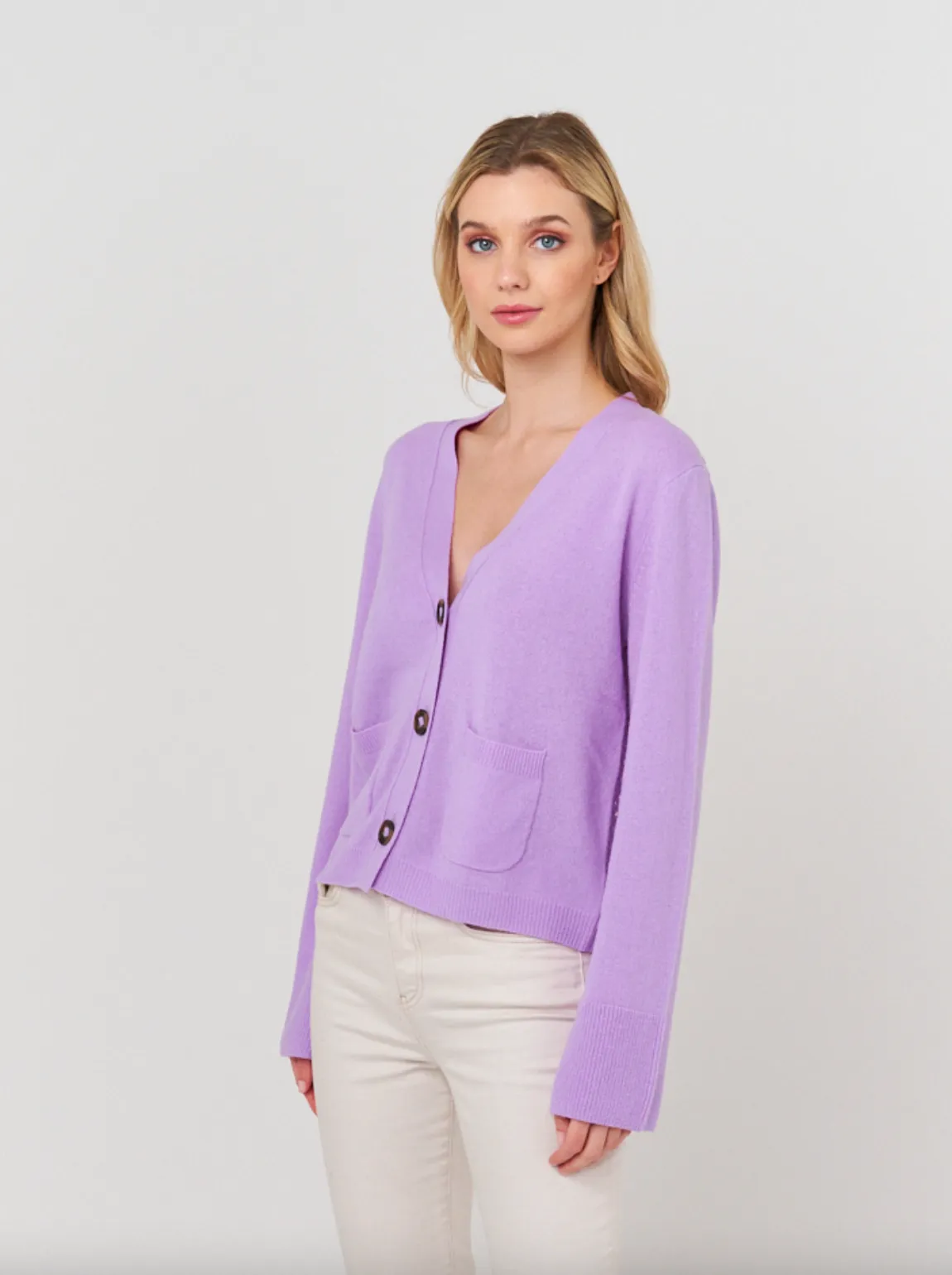 Crochet Back Cardi - Lilac