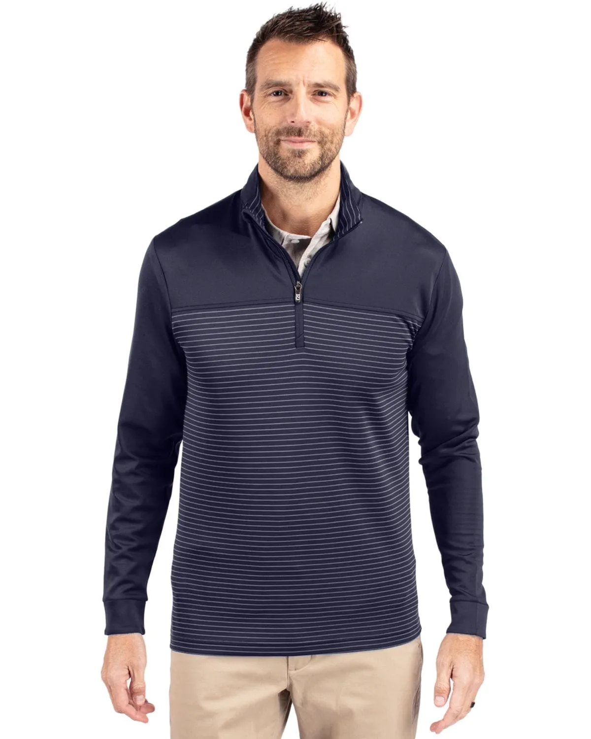 Cutter & Buck - Men's Traverse Stripe Quarter Zip