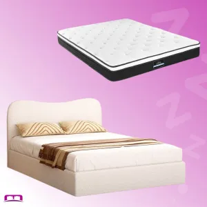 Double Package | Albany Boucle Bed Frame & Bonita Pillow Top Mattress (Medium Firm)