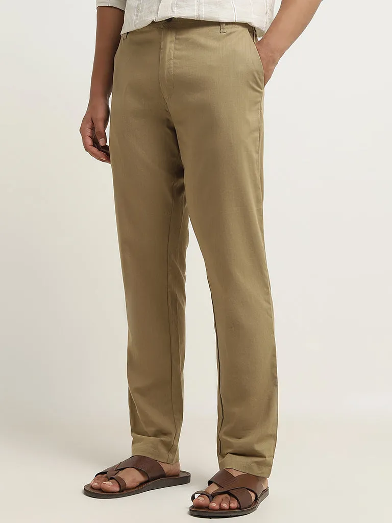 ETA Beige Cotton Slim Fit Chinos