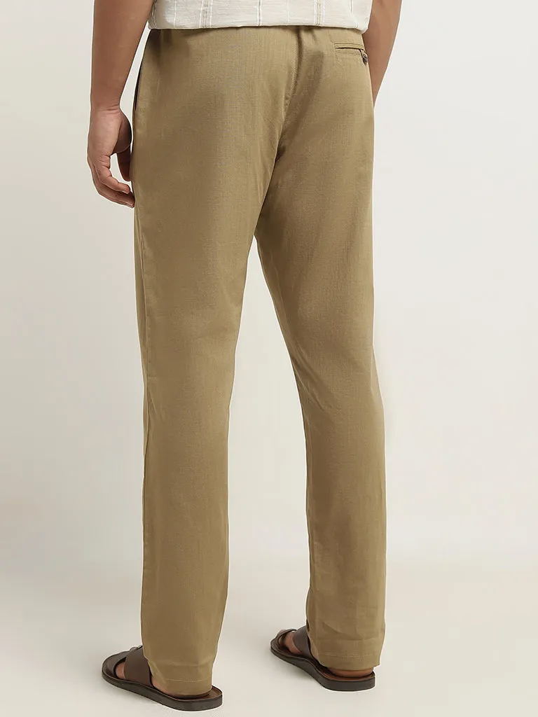 ETA Beige Cotton Slim Fit Chinos