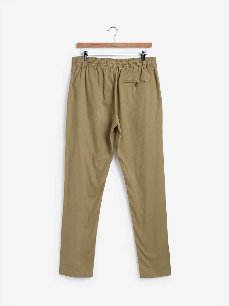 ETA Beige Cotton Slim Fit Chinos