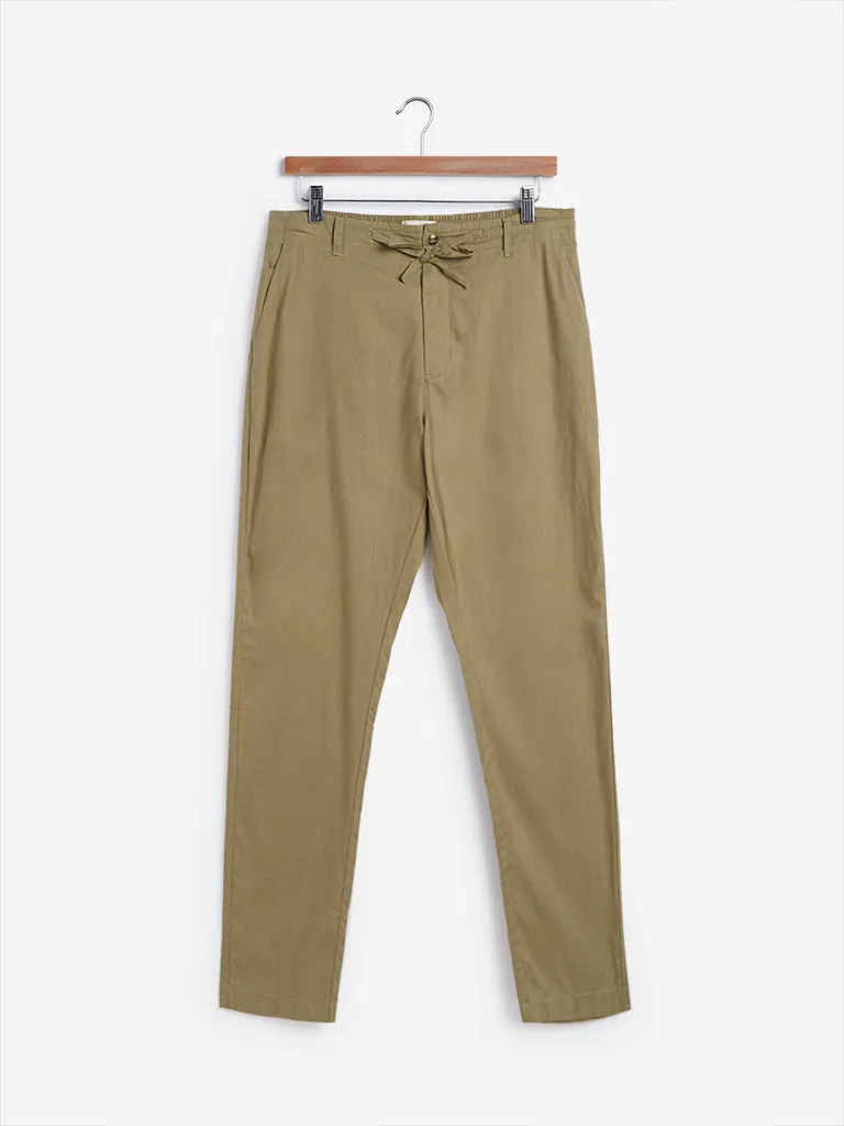 ETA Beige Cotton Slim Fit Chinos