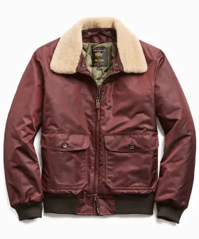 Exclusive Todd Snyder   Golden Bear Shearling Collar Bomber Jacket in Burgundy