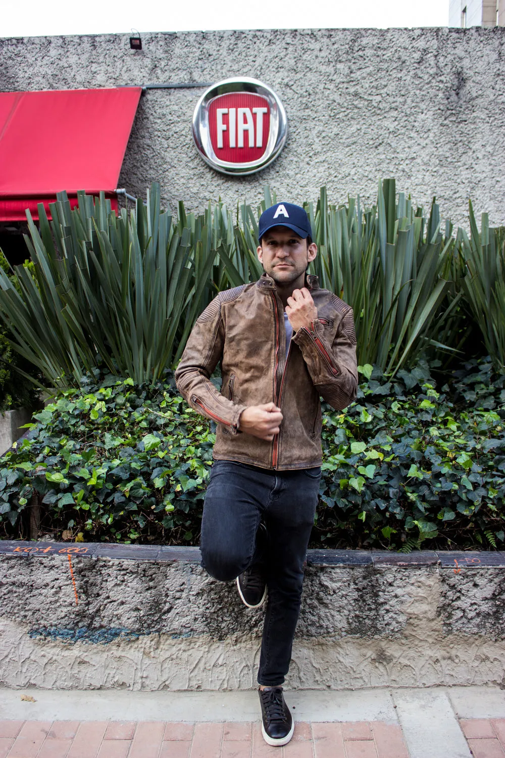 FALLOUT Leather Jacket  Stone Washed   - Cafe Racer