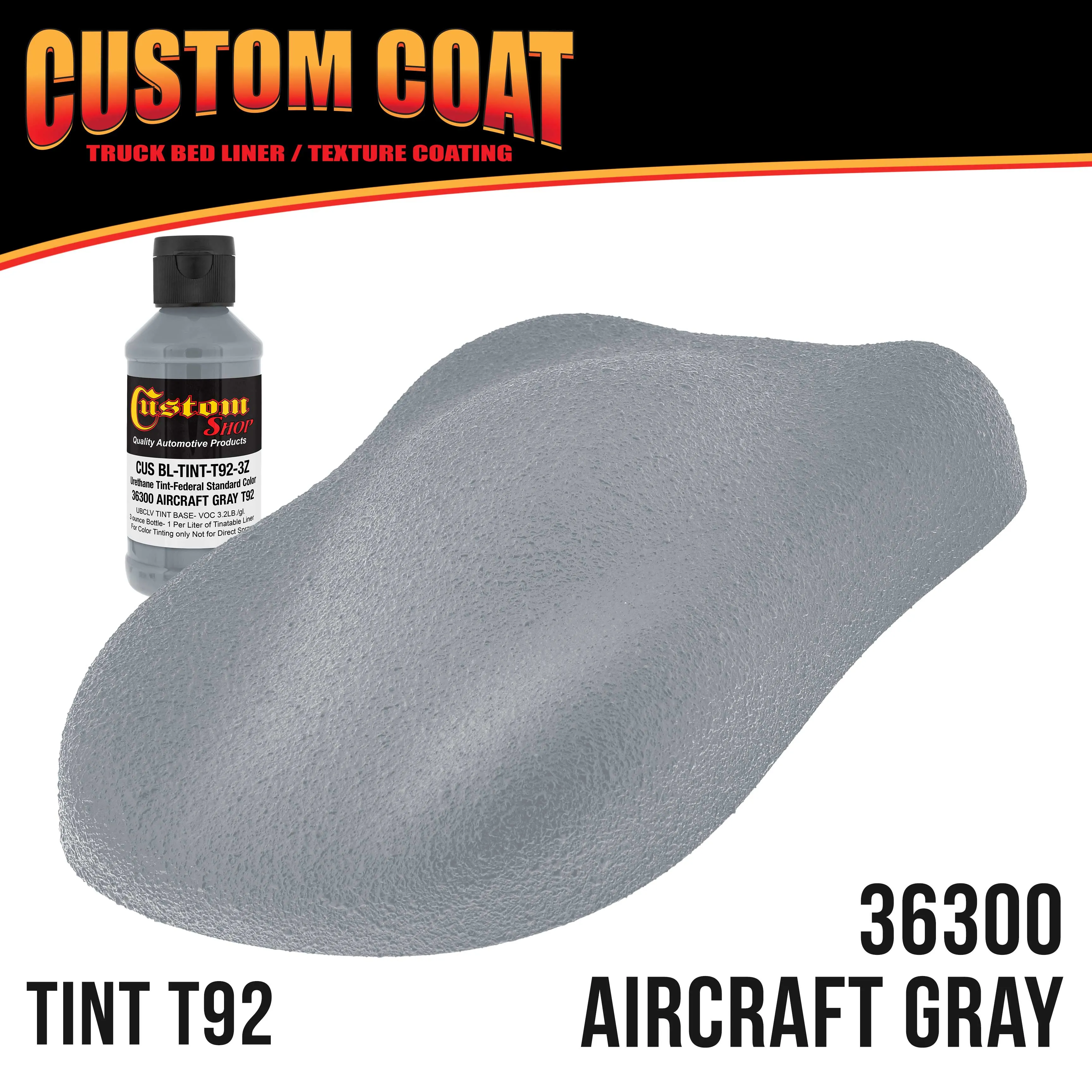 Federal Standard Color #36300 Aircraft Gray T92 Urethane Roll-On, Brush-On or Spray-On Truck Bed Liner, 2 Gallon Kit with Roller Applicator Kit