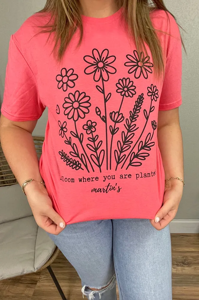 Flower Tee in Heather Coral Silk by Inked Threads