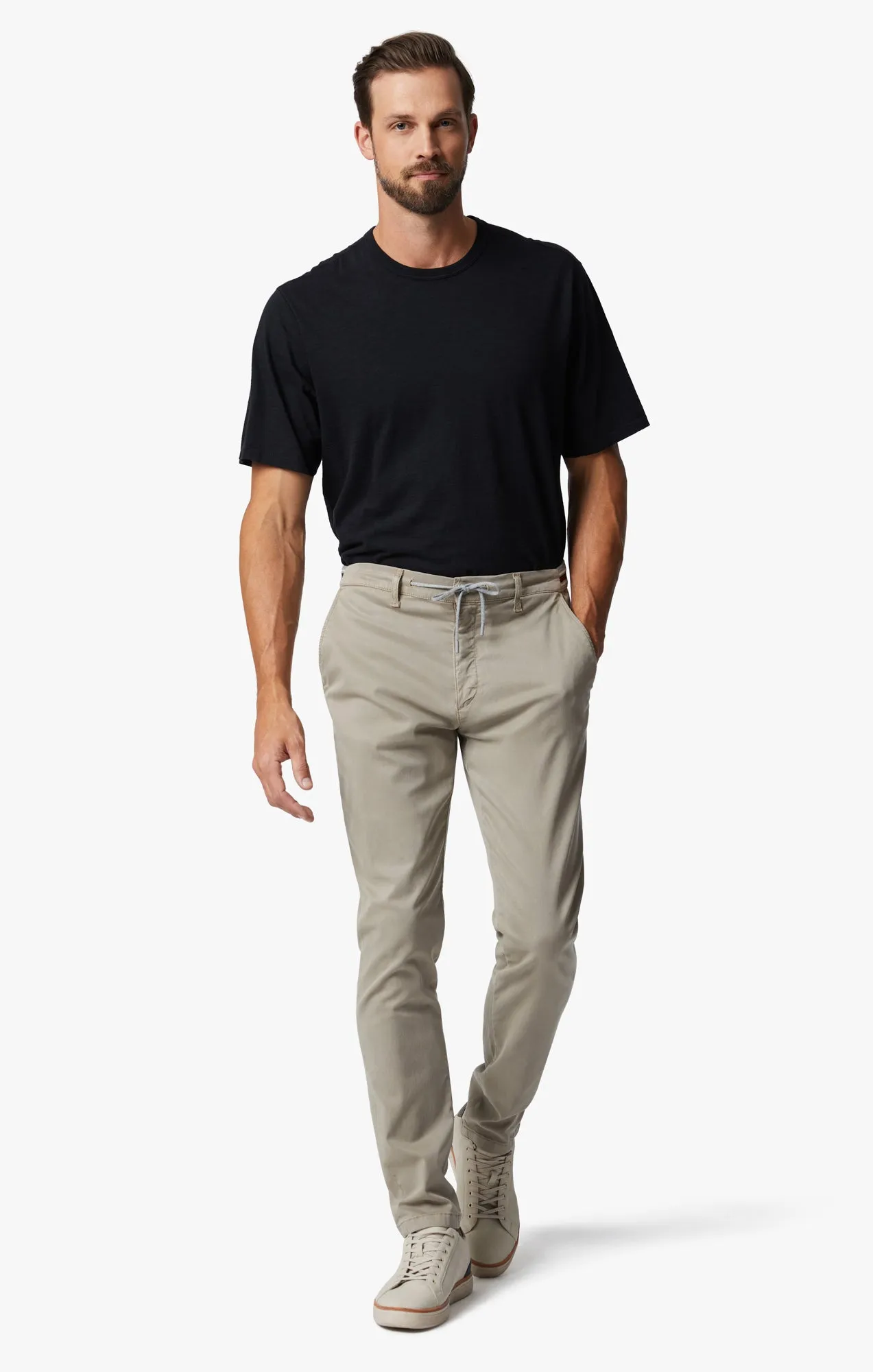 Formia Drawstring Chino Pants In Aluminum Soft Touch