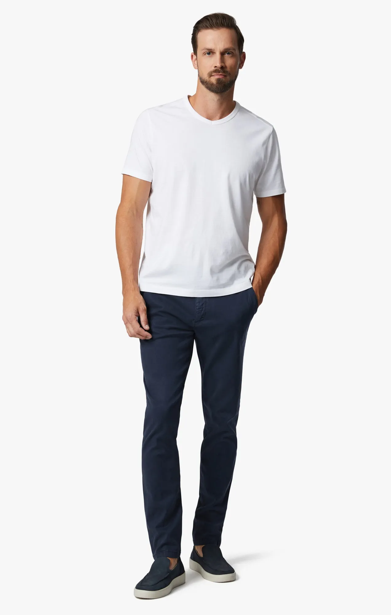 Formia Drawstring Chino Pants In Navy Soft Touch