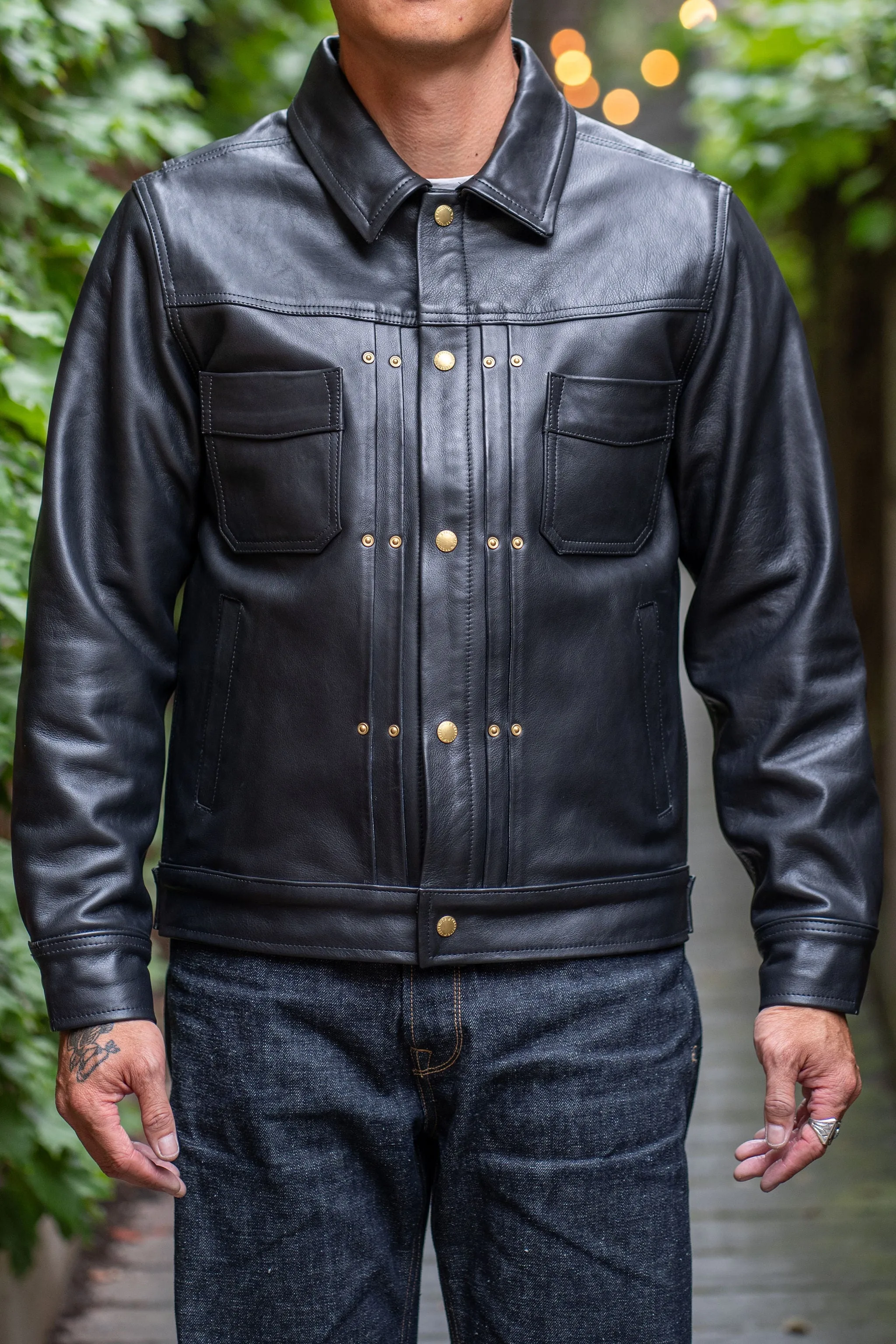 Freenote Cloth RJ-1 Riders Jacket - Black Boston Leather