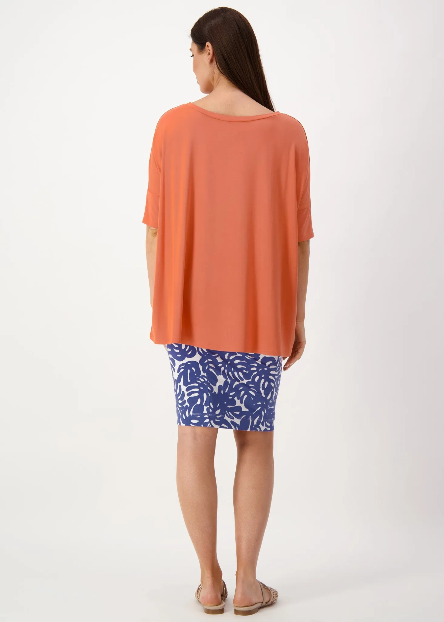 Gina Oversized Slouch Bamboo T-Shirt - Coral