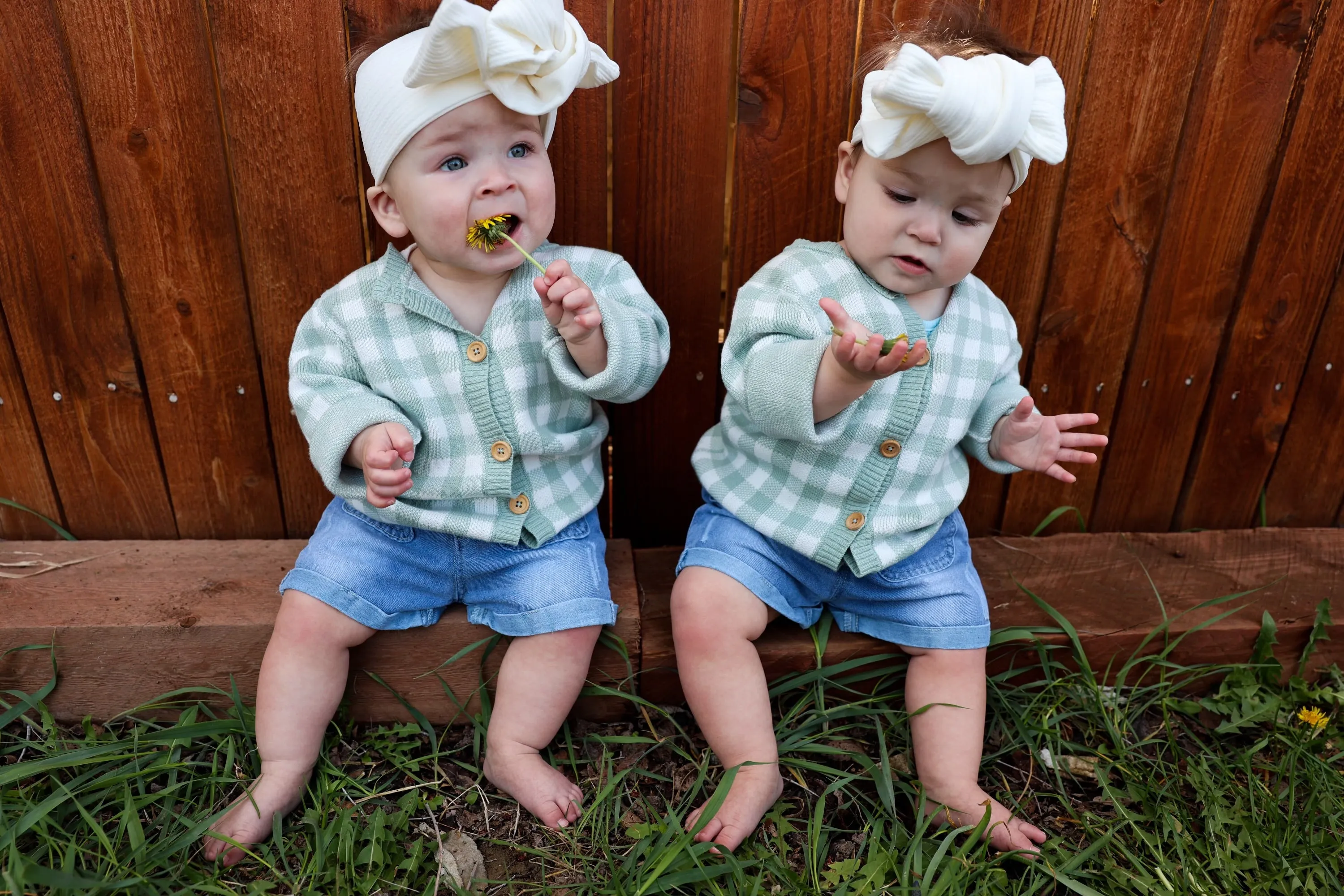 Gingham Cardigan in Sage