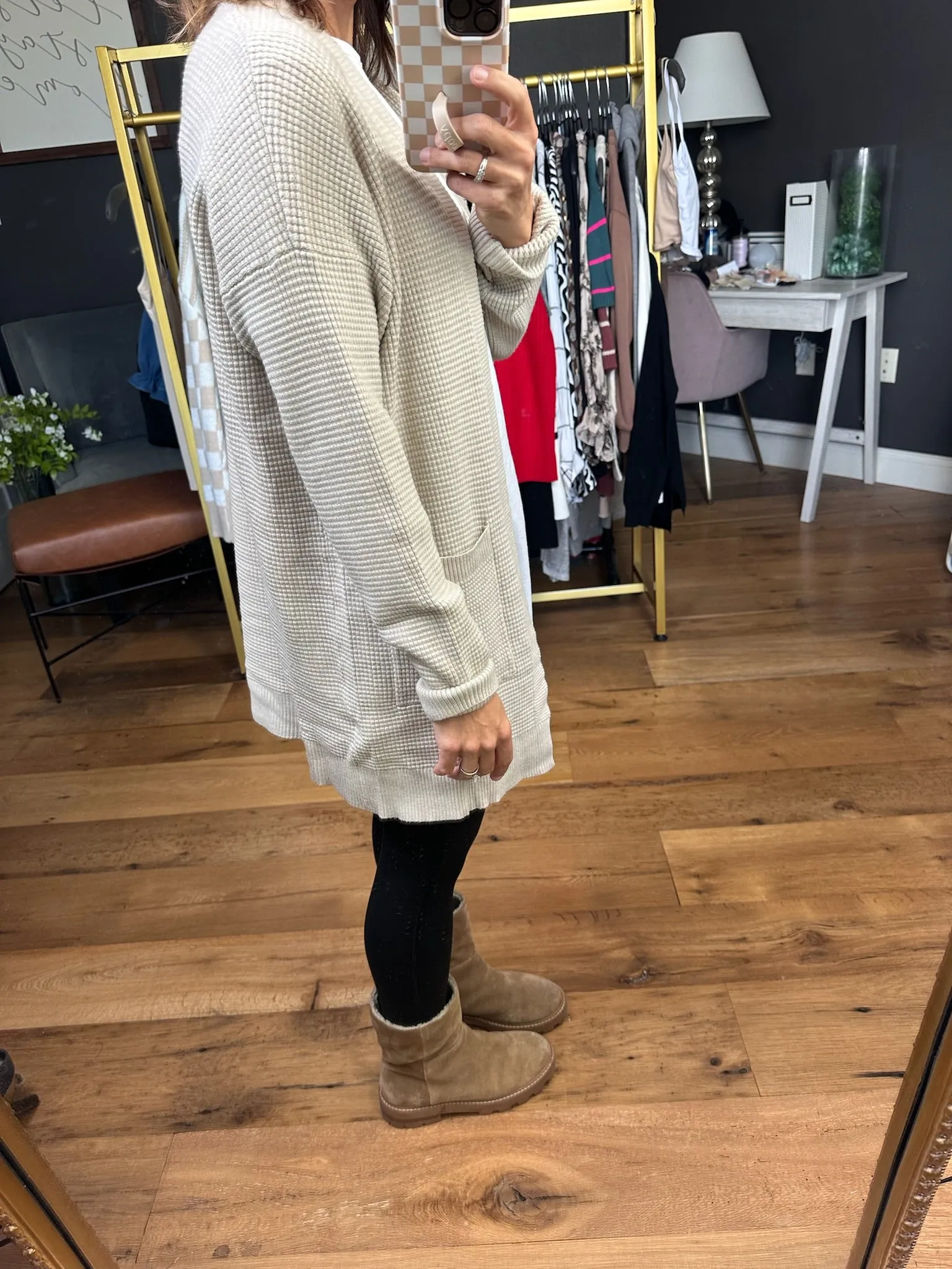 Good Everyday Pocket Waffle Cardigan - Neutral