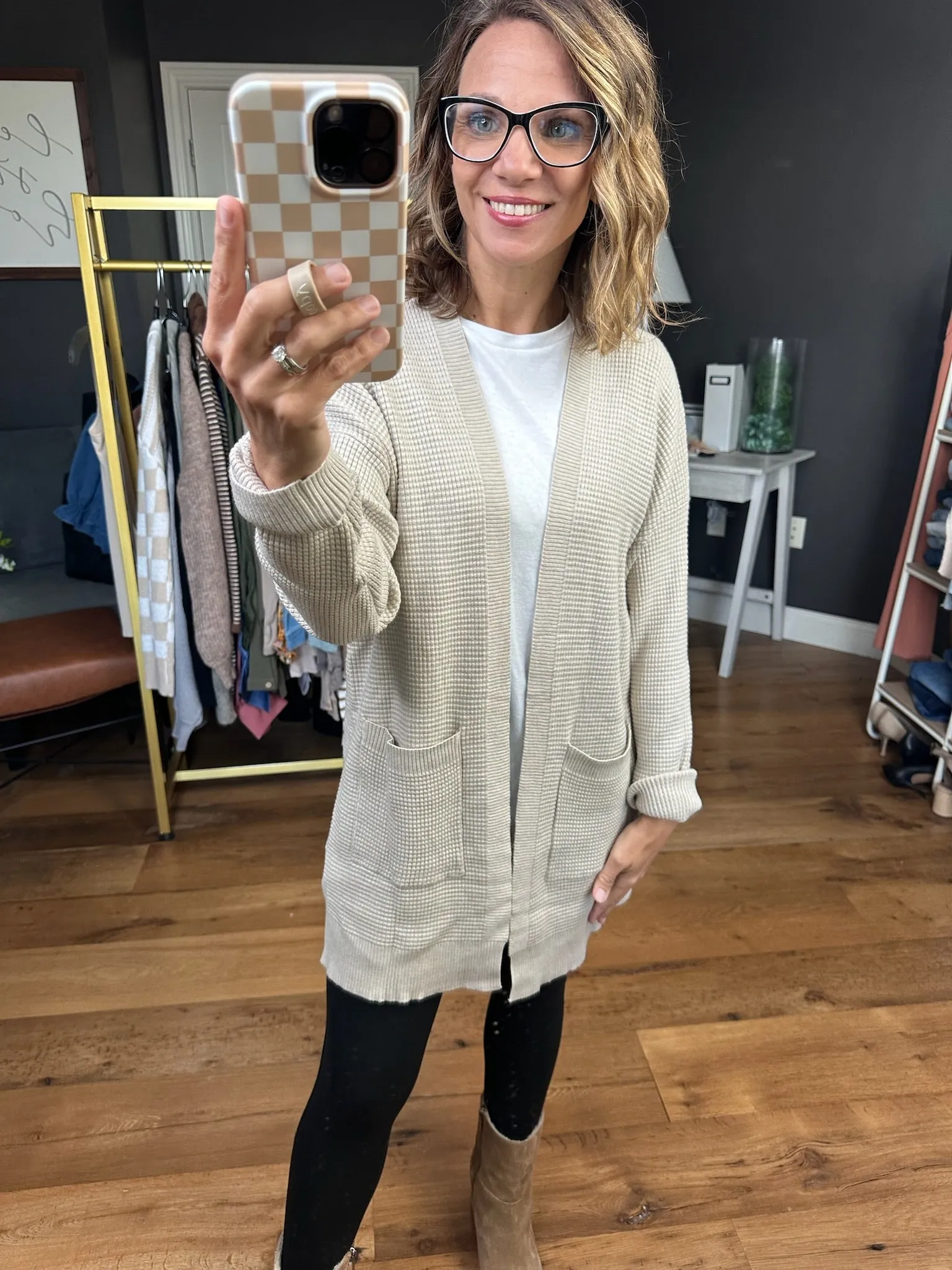 Good Everyday Pocket Waffle Cardigan - Neutral