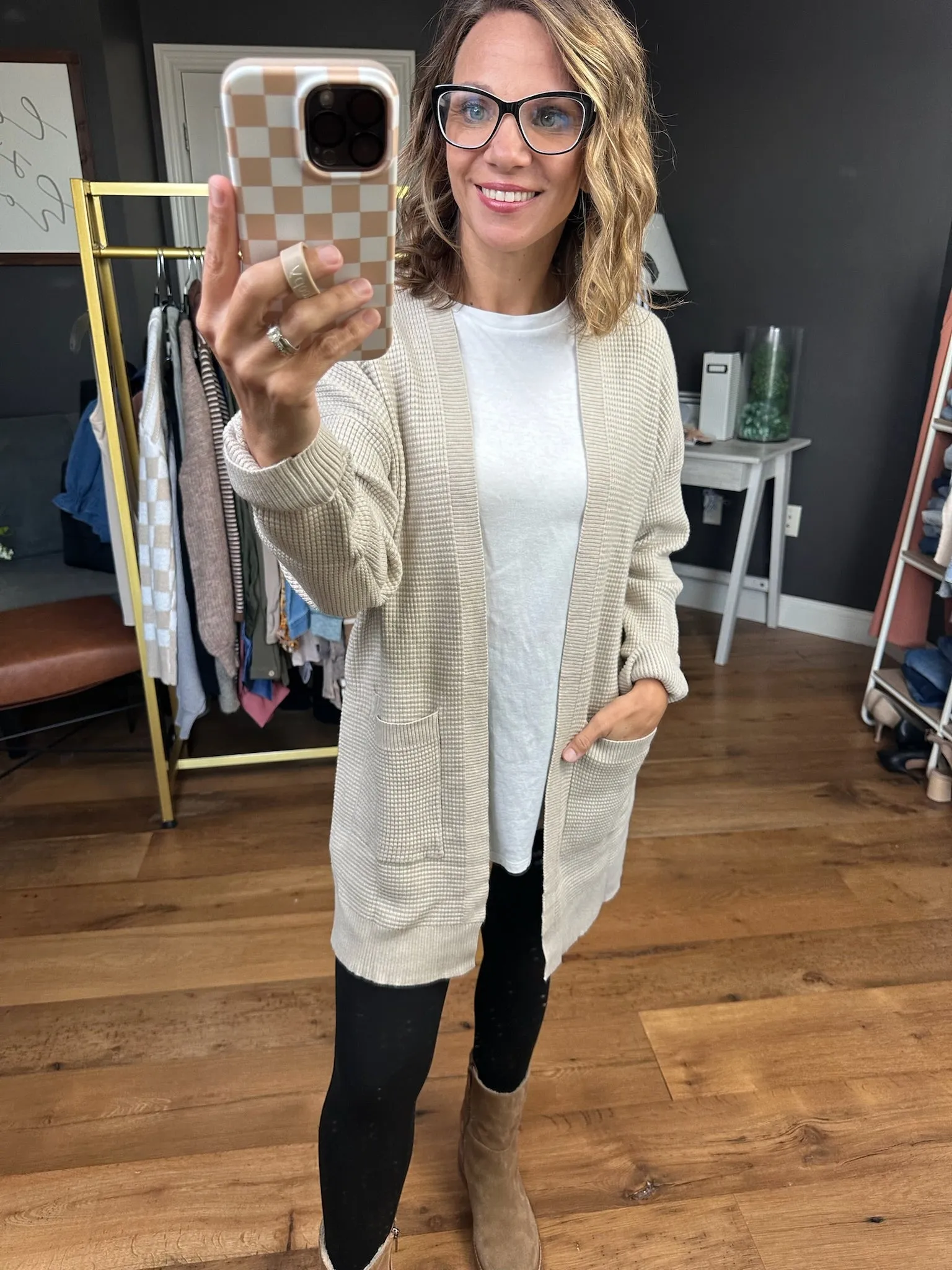 Good Everyday Pocket Waffle Cardigan - Neutral