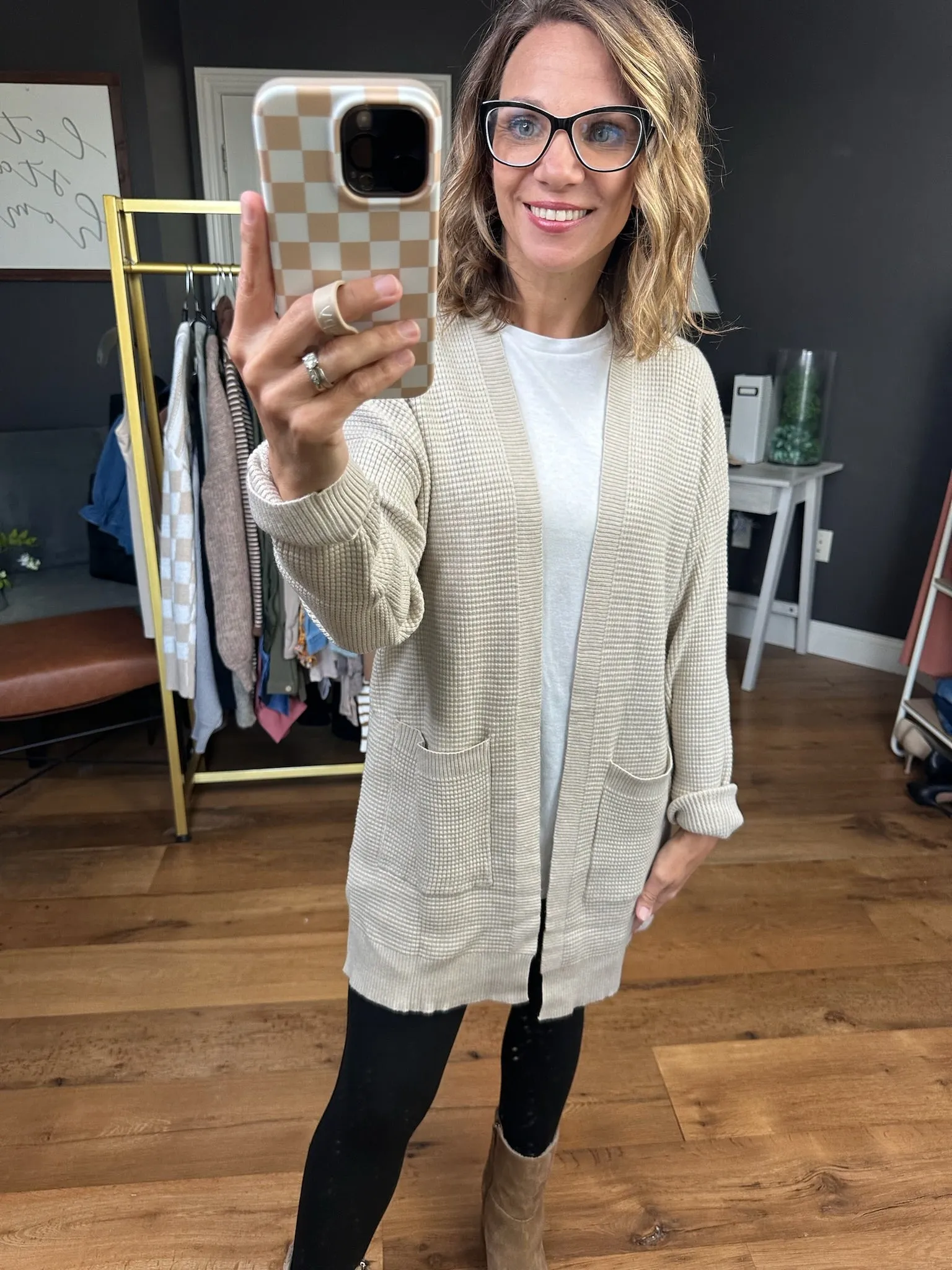 Good Everyday Pocket Waffle Cardigan - Neutral