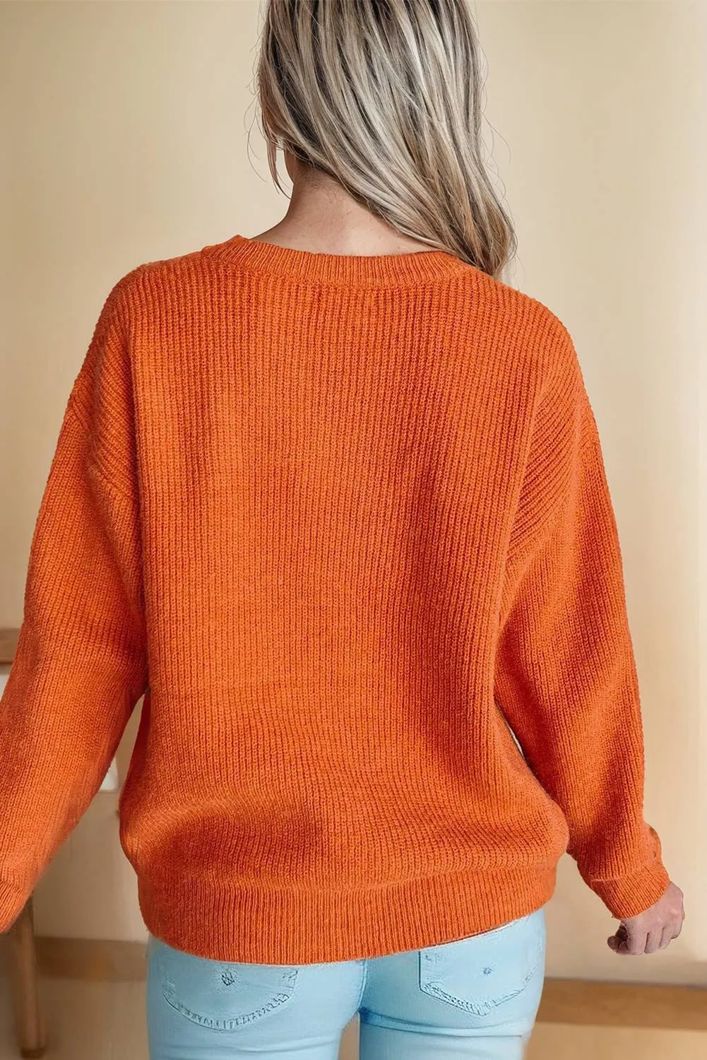 Hello Pumpkin Letter Knit Sweater