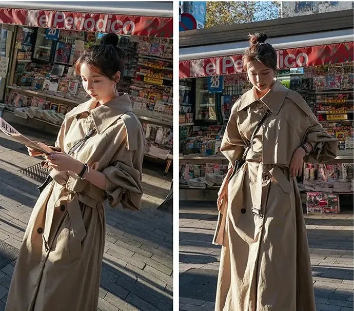 HEYFANCYSTYLE Vintage Charm Long Trench Coat