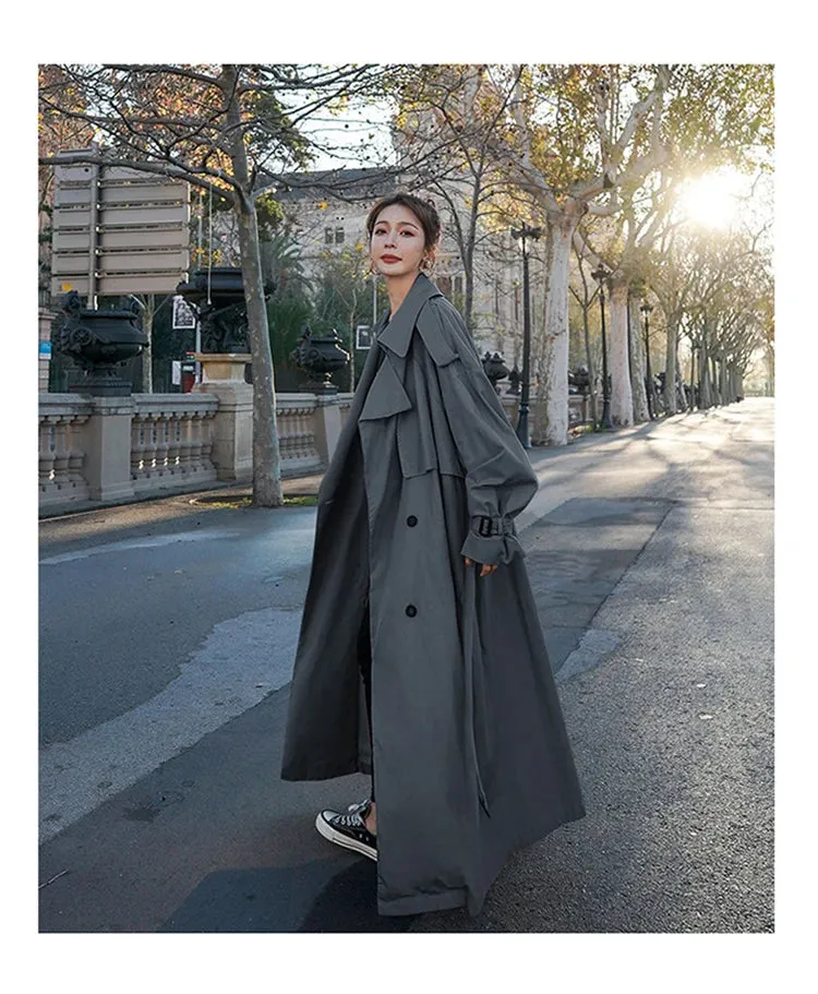 HEYFANCYSTYLE Vintage Charm Long Trench Coat