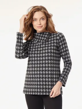 Houndstooth Asymmetrical Jacquard Tunic