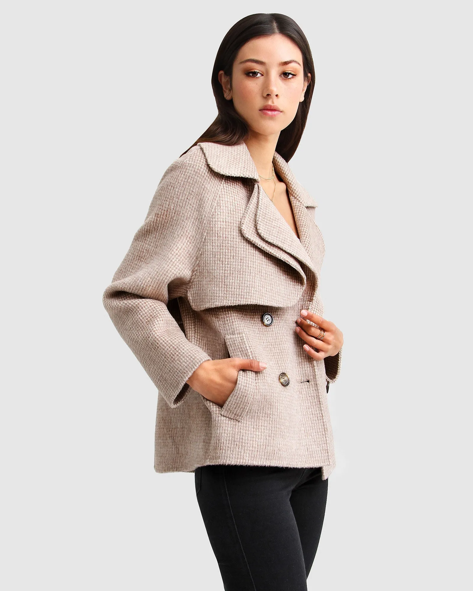 I'm Yours Wool Blend Peacoat - Beige