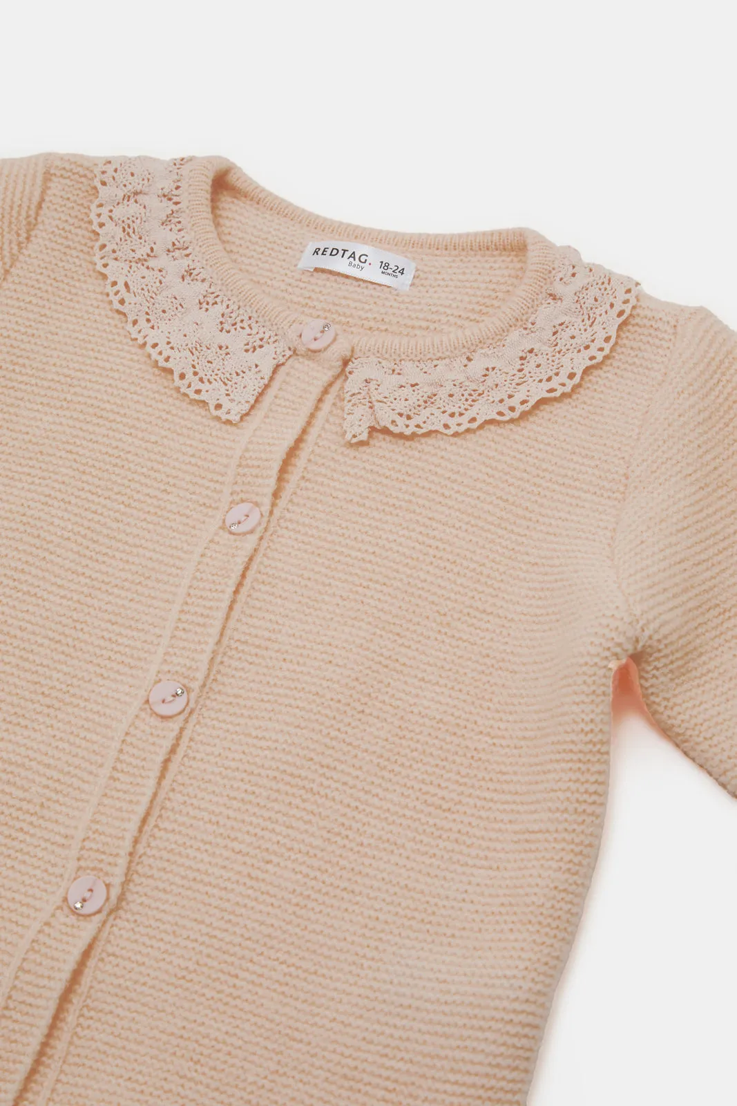 Infant Girls Pink Lace Neckline Cardigan