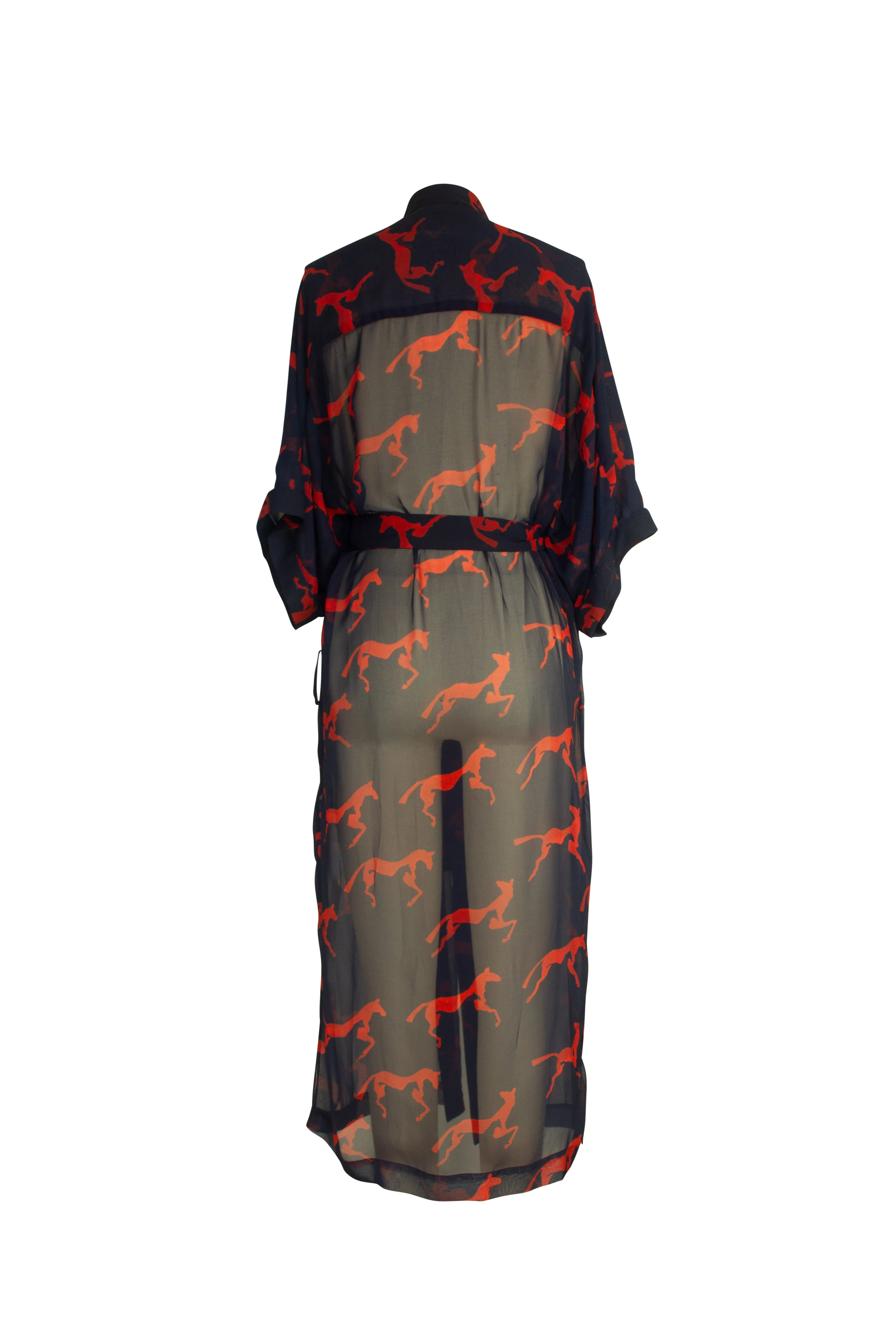 ISLA NAVY RED HORSE PRINT ROBE