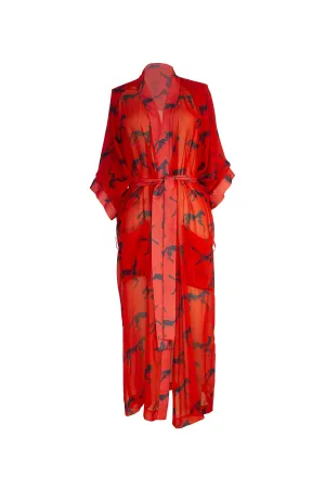 ISLA RED NAVY HORSE PRINT ROBE