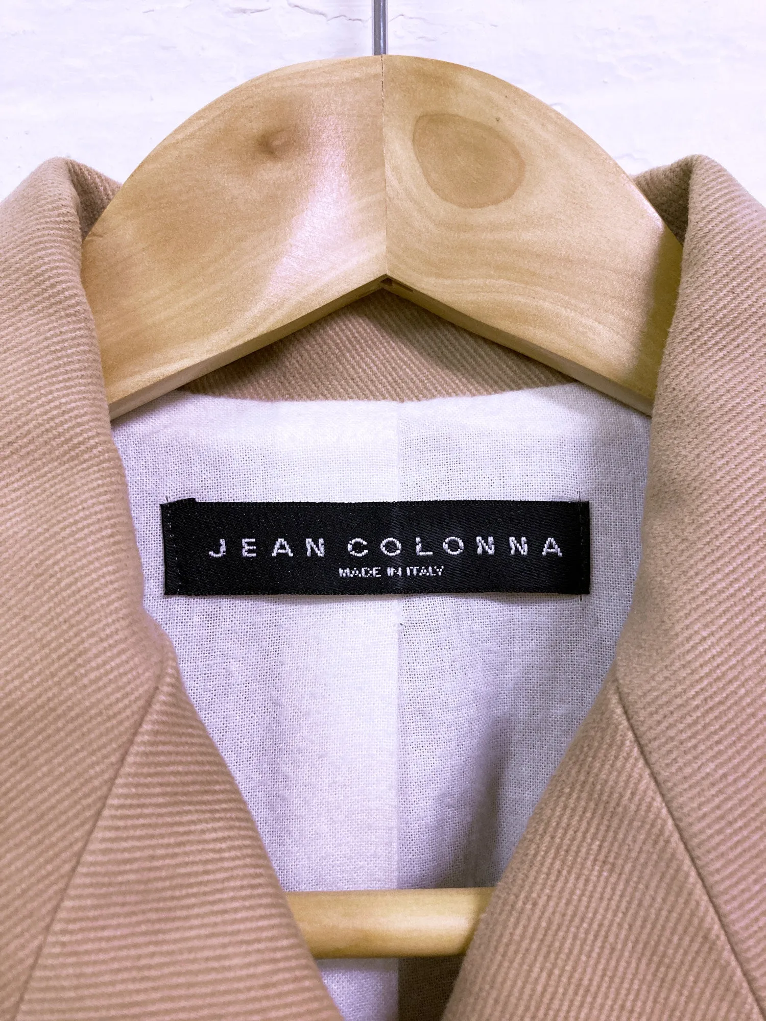 Jean Colonna beige heavy cotton twill short belted pea coat - size 38