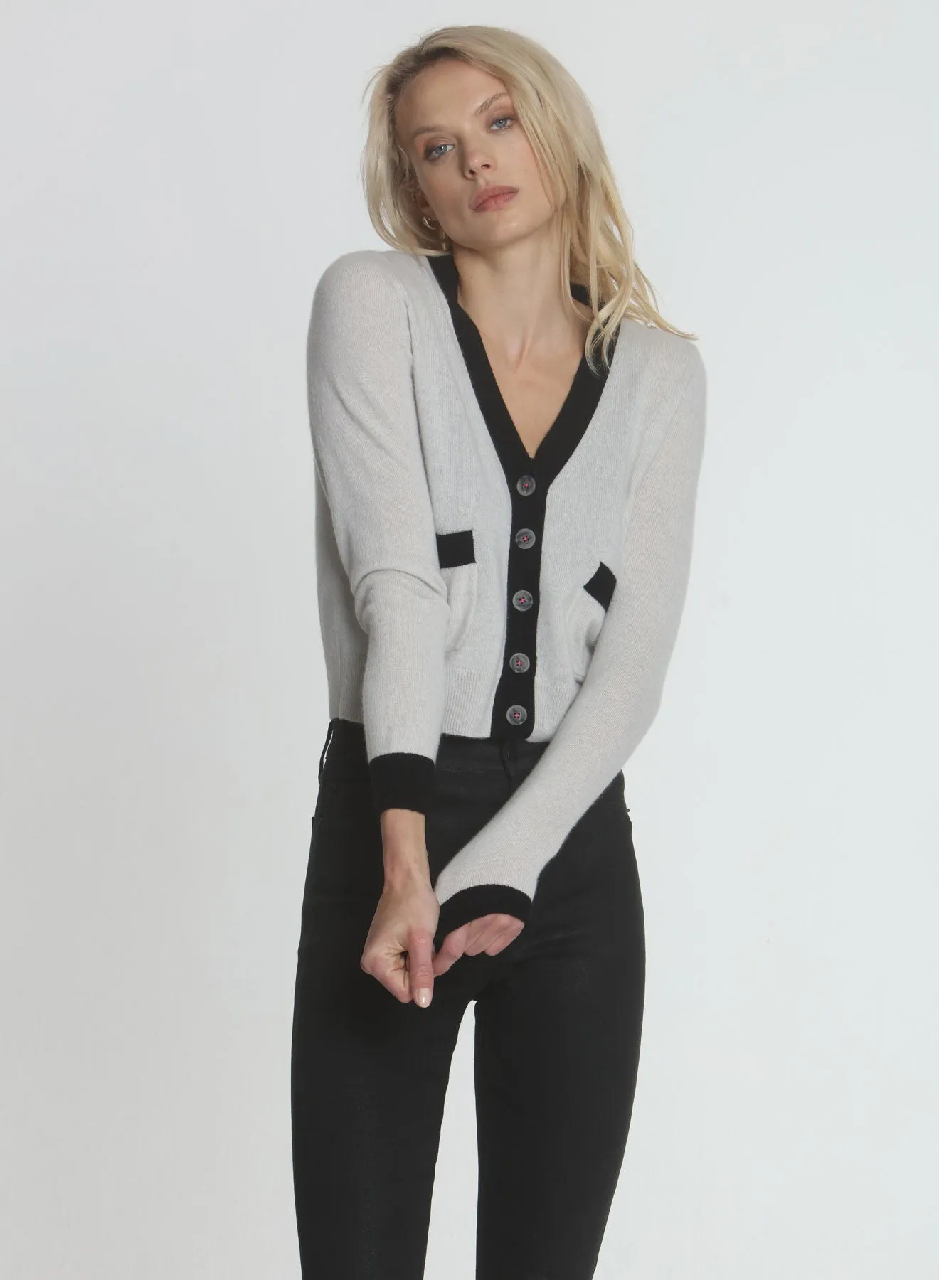 Katie Cardigan - Stone/black