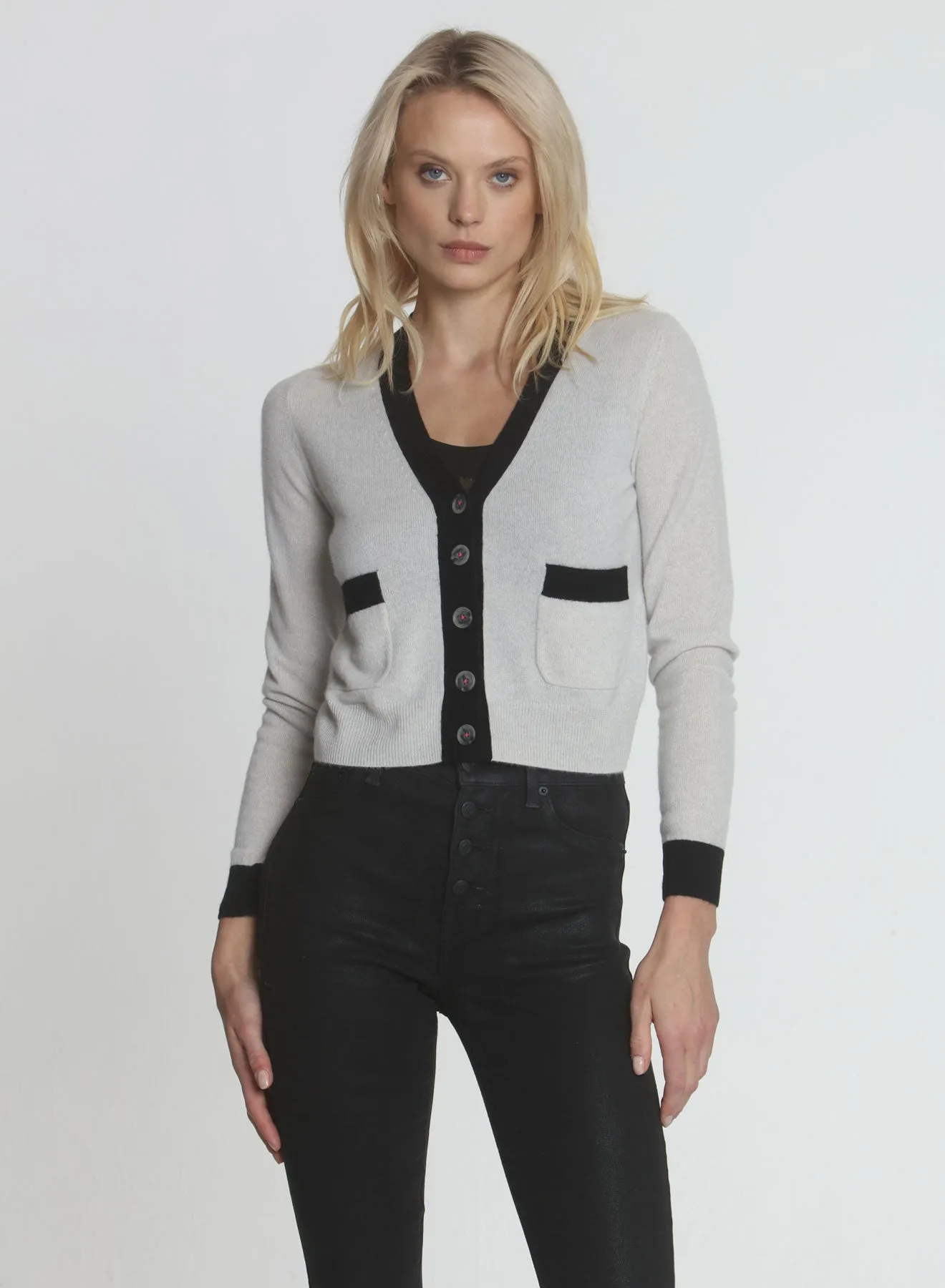 Katie Cardigan - Stone/black