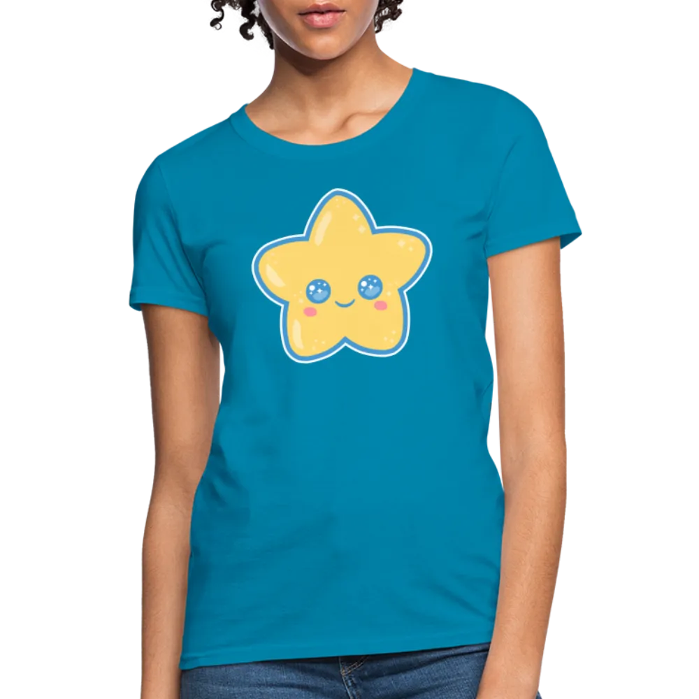 Kawaii Star Women's Turquoise T-Shirt