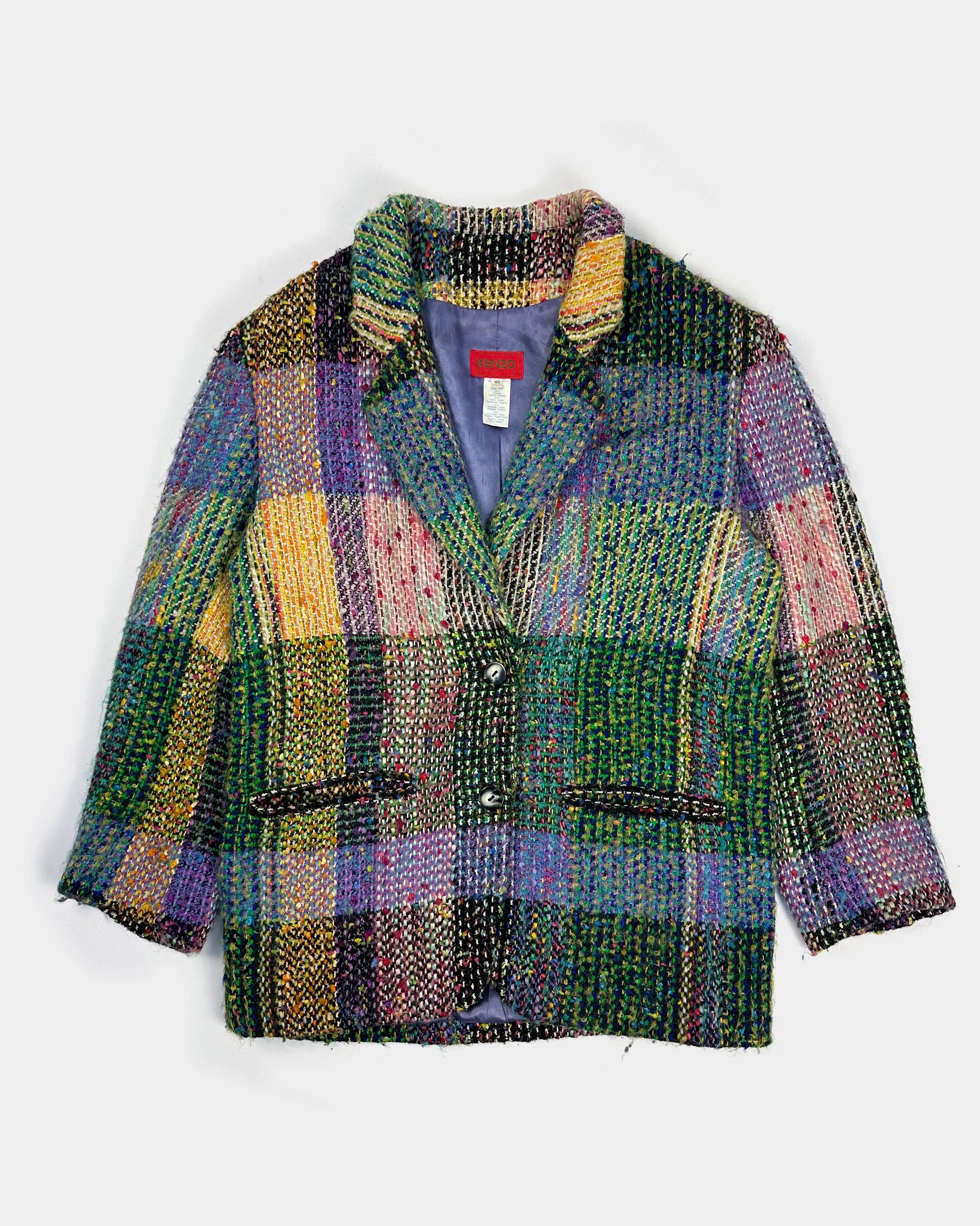 Kenzo Paris Multicolor Wool Coat 1990's