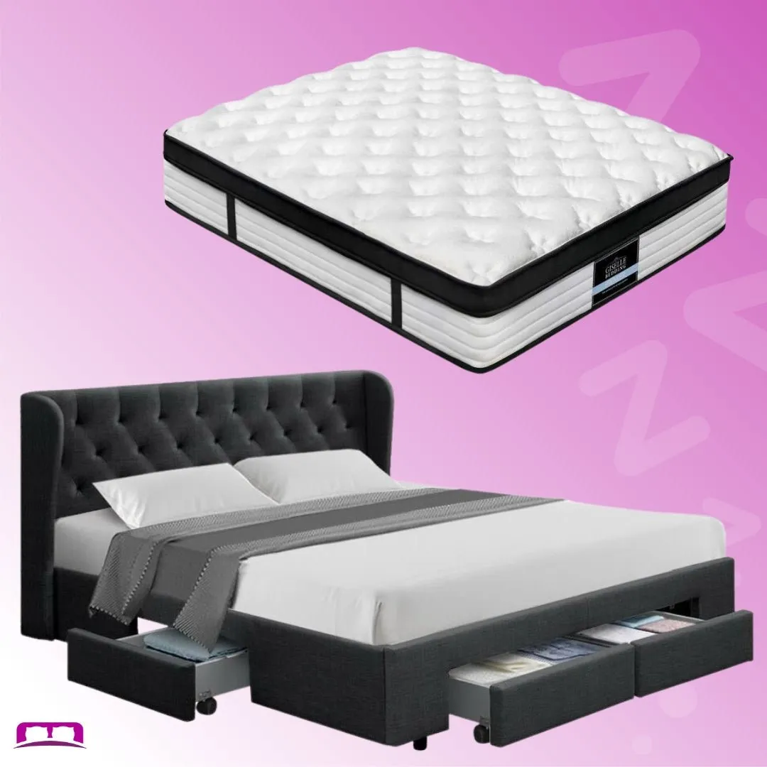 King Package | Avalon Bed Charcoal & Devon Euro Top Mattress (Medium)