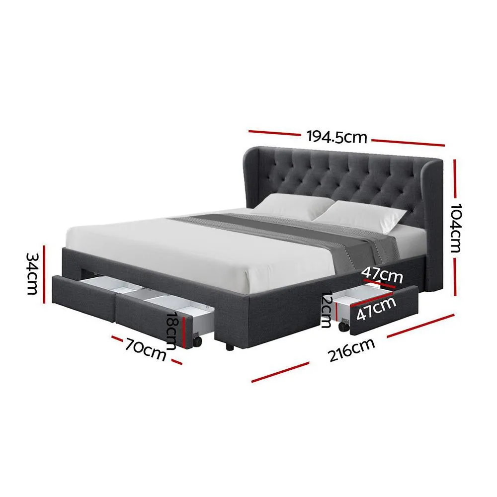 King Package | Avalon Bed Charcoal & Devon Euro Top Mattress (Medium)