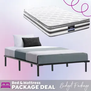 King Single Package | Ted Metal Bed & Normay Bonnell Spring Pillow Top Mattress (Medium Firm)