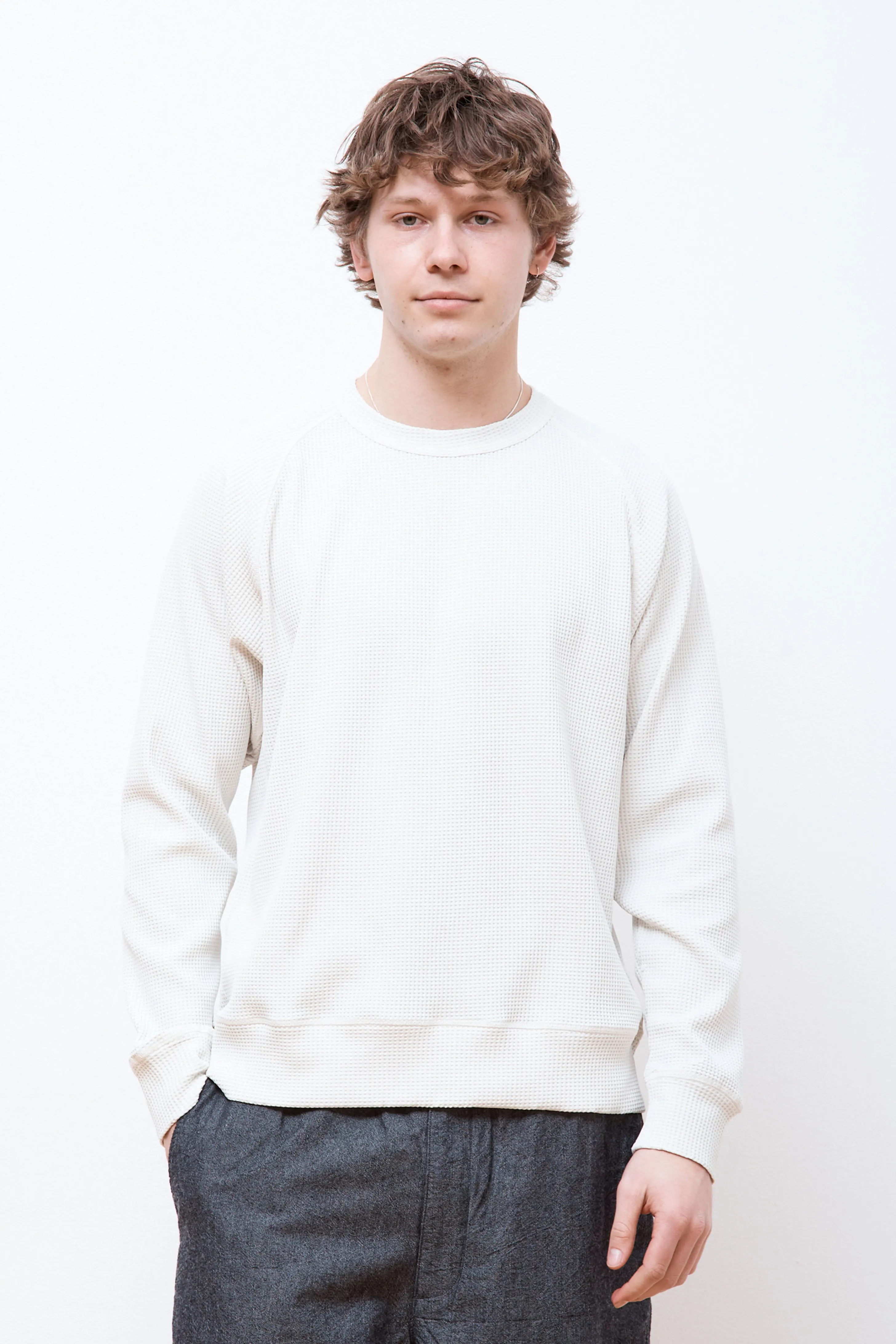 Kristian Relaxed Tech Waffle Sweater Lucid White