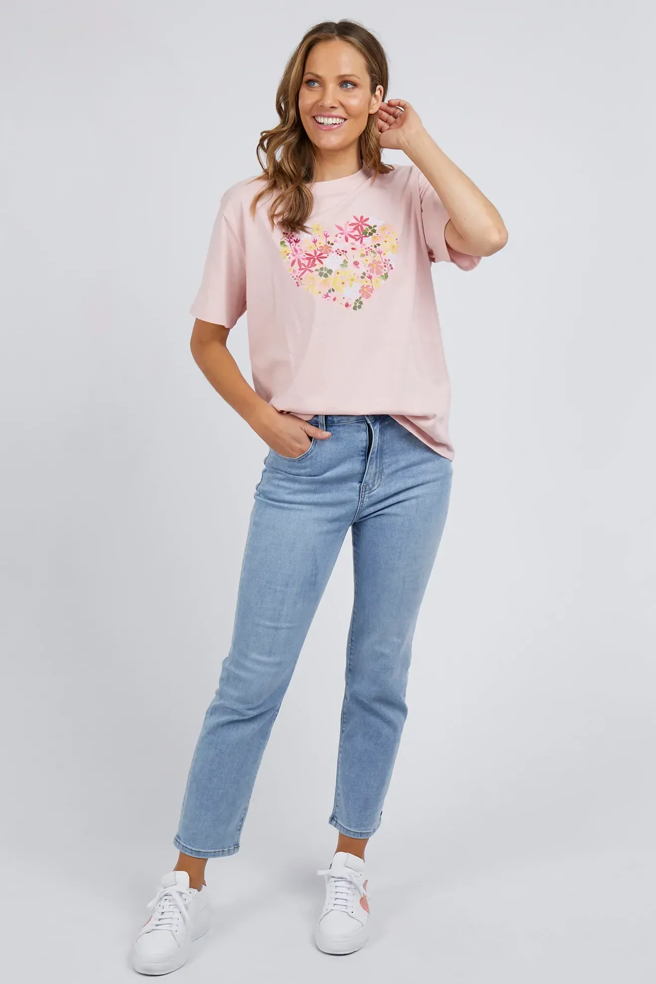 Laura Heart Tee in Coral Blush