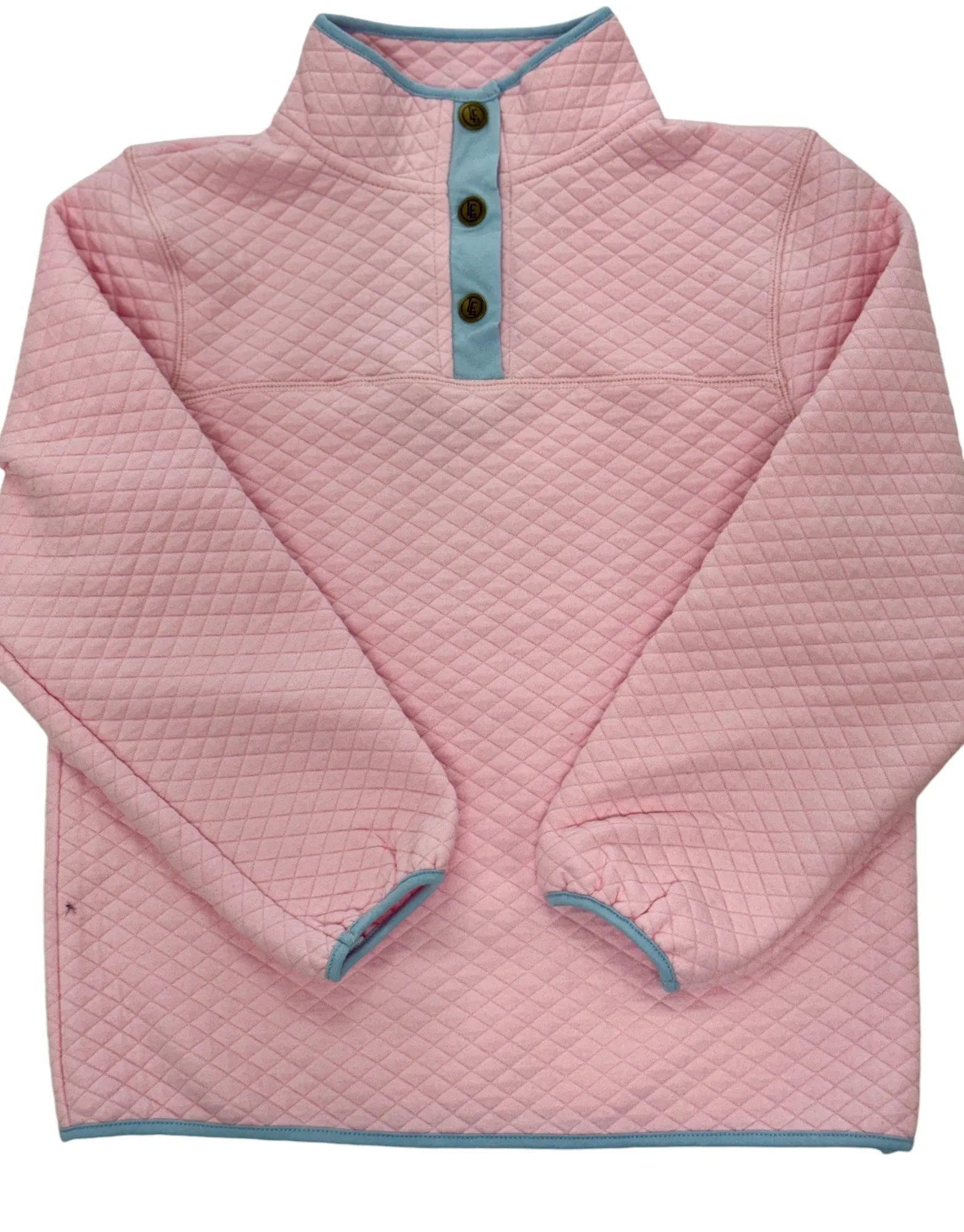 Little English Quilted Pullover Light Pink/Light Blue 5109