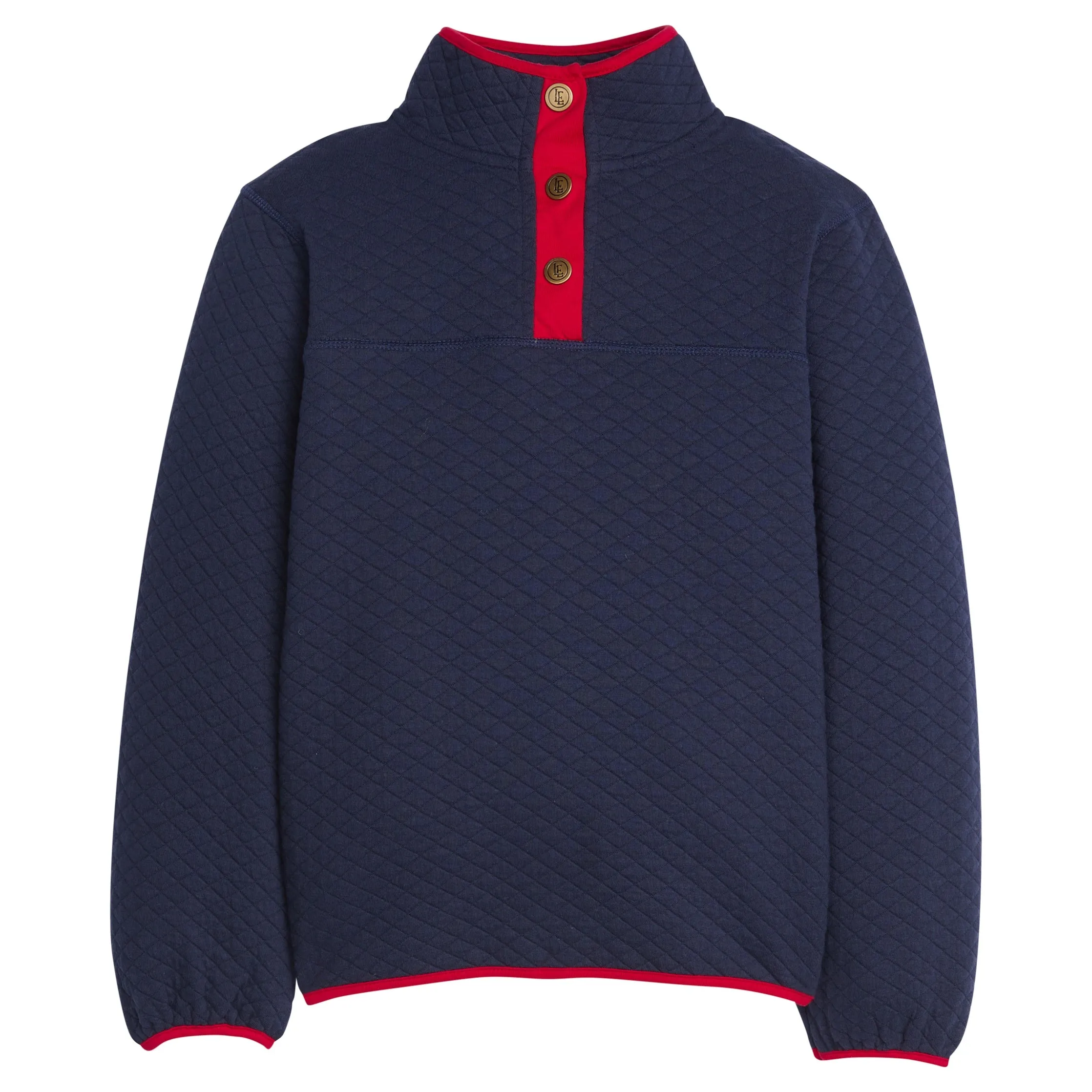 Little English Quilted Pullover Navy/Red 5109