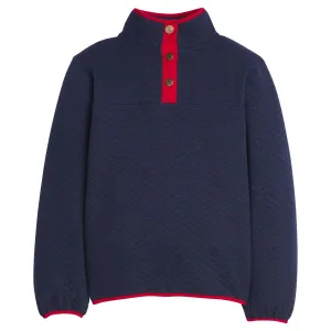 Little English Quilted Pullover Navy/Red 5109