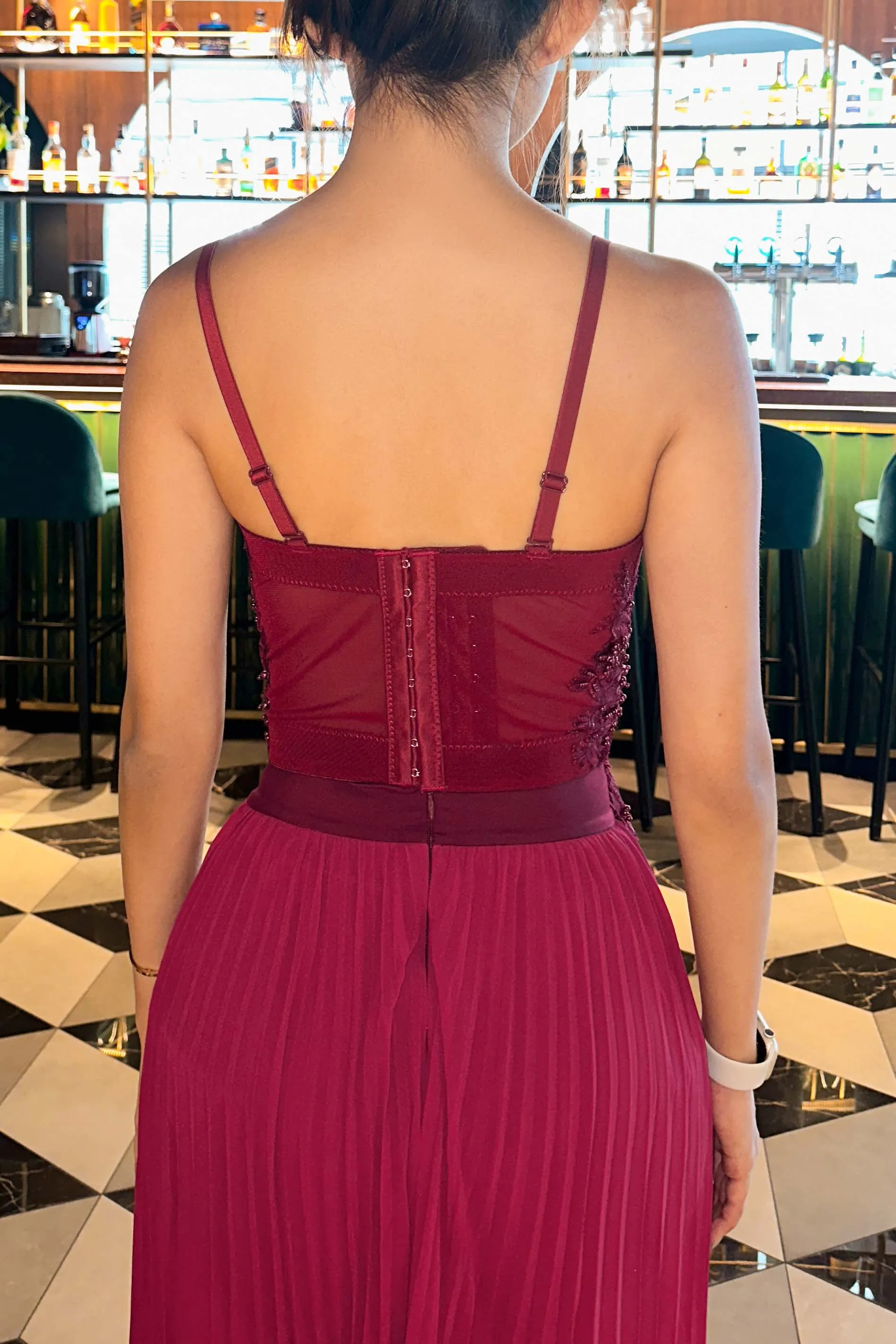 Lysandra Hand-sewn Beaded Corset in Burgundy (Limited Ed)