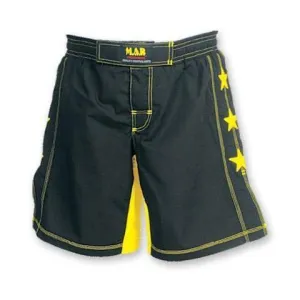 MAR-244C | Black Yellow MMA Super Stretchable Shorts - Double Layered