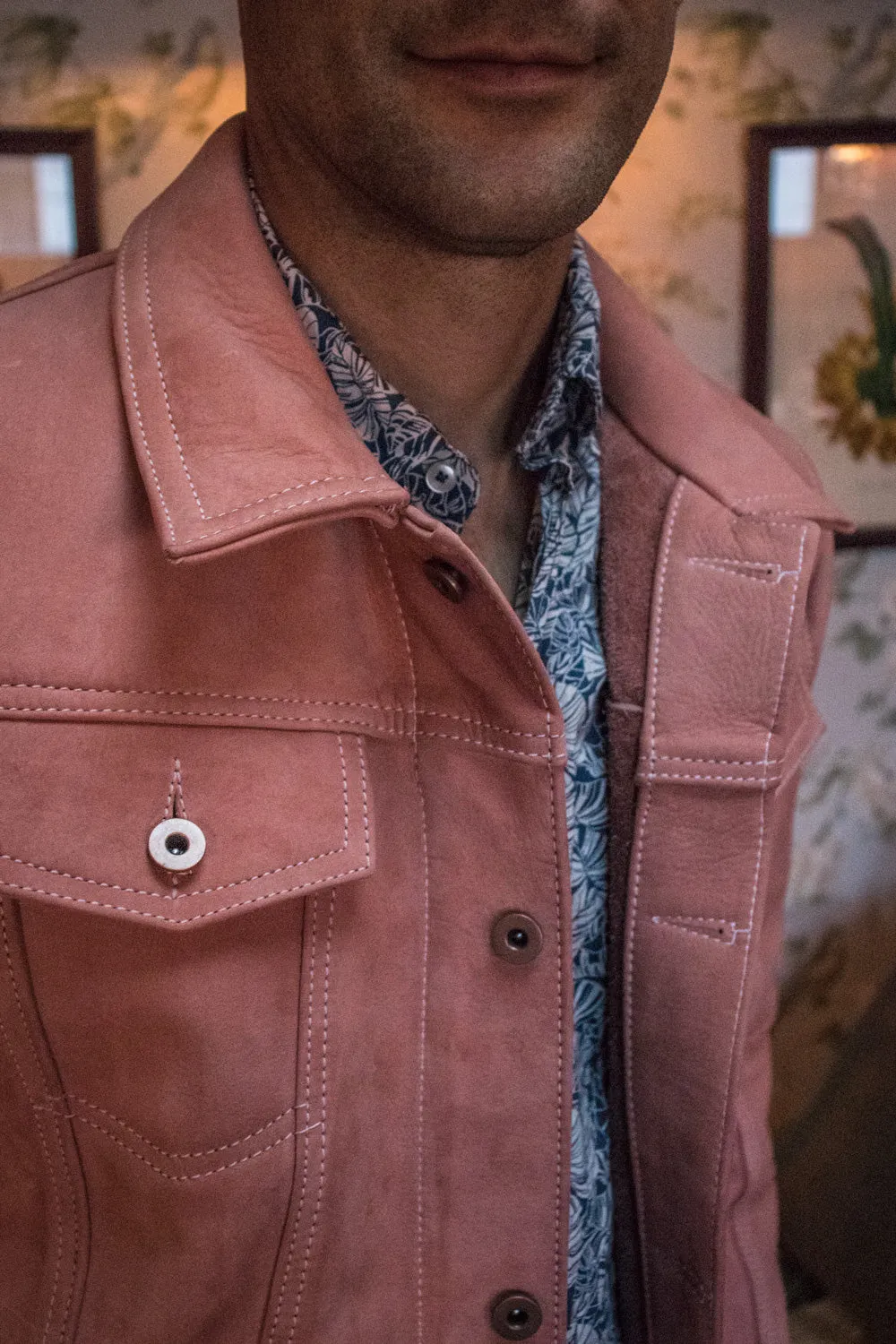 MCDAVE Leather Jacket Pink Rose  - Bison Suede -