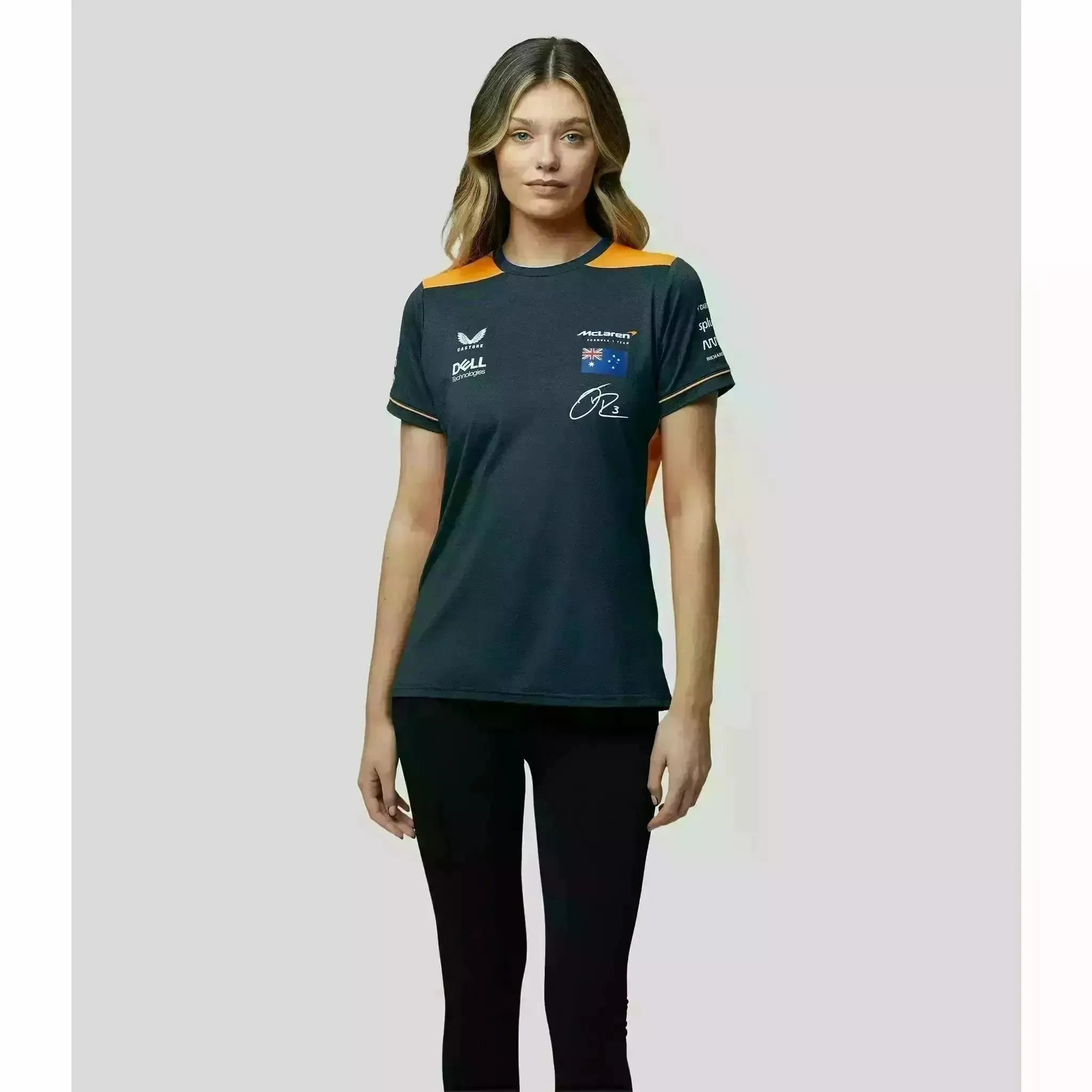 McLaren F1 Women's Daniel Ricciardo Team Replica Set Up T-Shirt- Papaya/Phantom