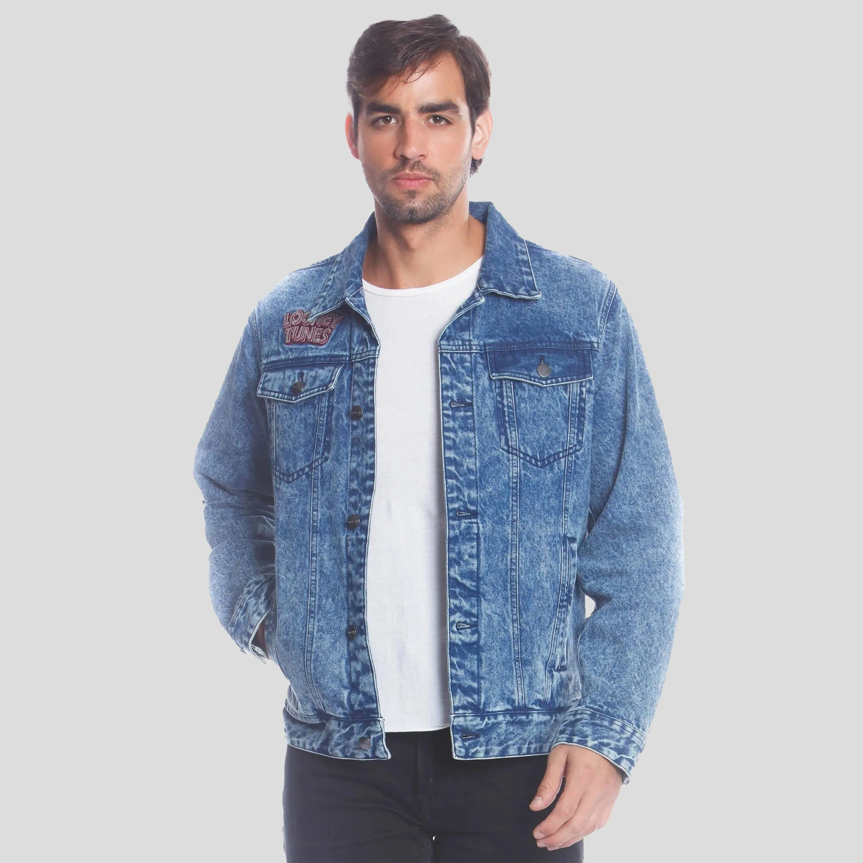 Members Only Men's Denim Looney Tunes Bugs Placement Jacket