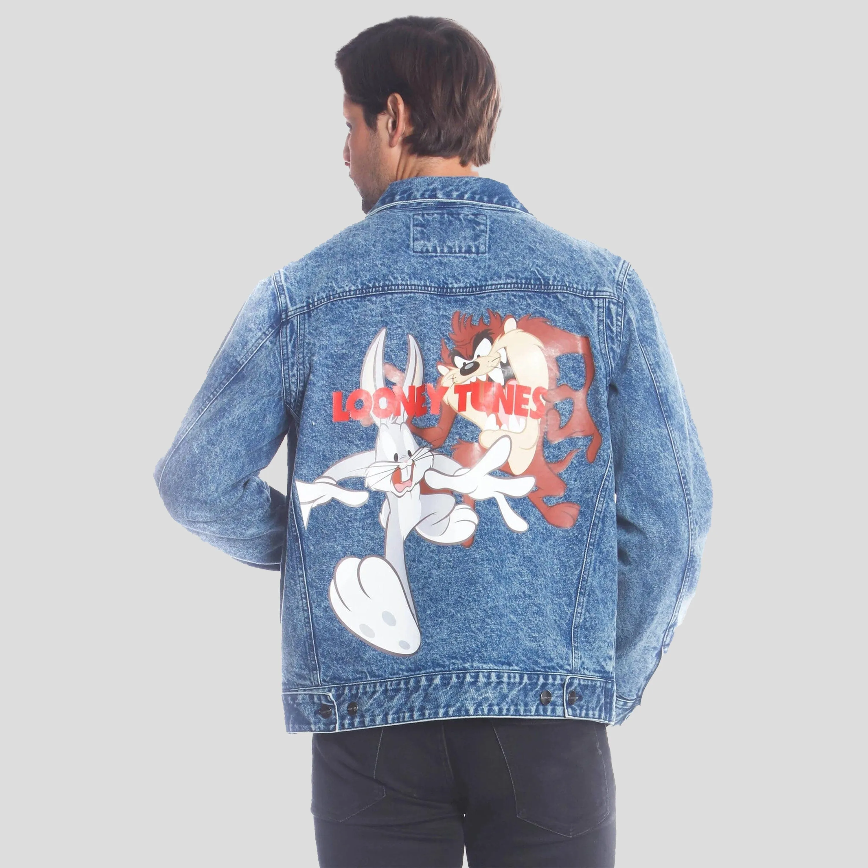 Members Only Men's Denim Looney Tunes Bugs Placement Jacket