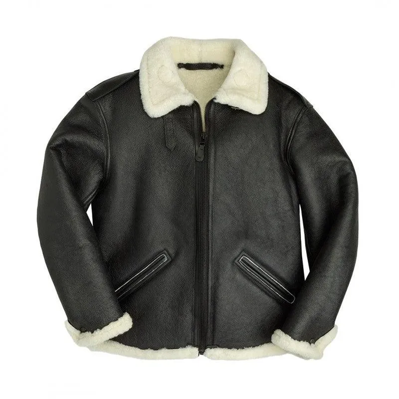 Men's B-6 Black Shearling Bomber Jacket