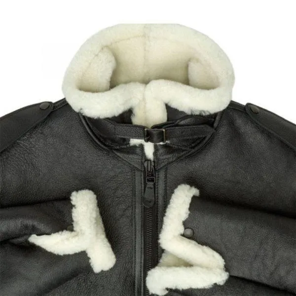 Men's B-6 Black Shearling Bomber Jacket