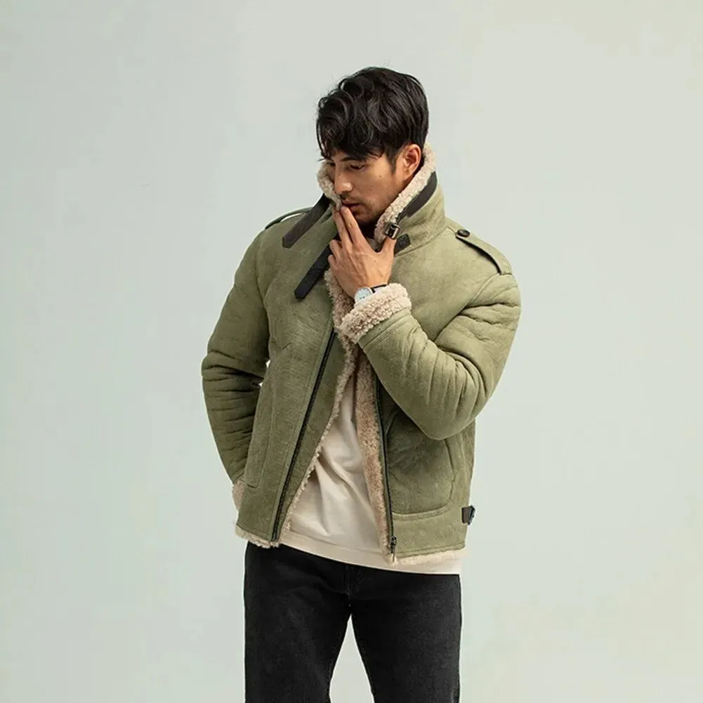 Men's Green Shearling B3 Pilot Jacket - Casual Coat